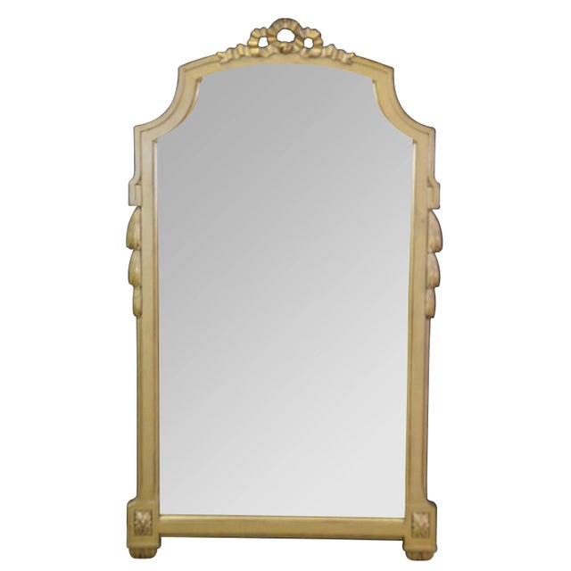 Gold 20th Century French Neoclassical Gold Over Mantel Wall Hanging Bathroom Mirror For Sale - Image 8 of 8