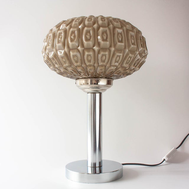 1940s Art Deco Portuguese Table Lamp with Gray Opaline Shade, 1940s For Sale - Image 5 of 16
