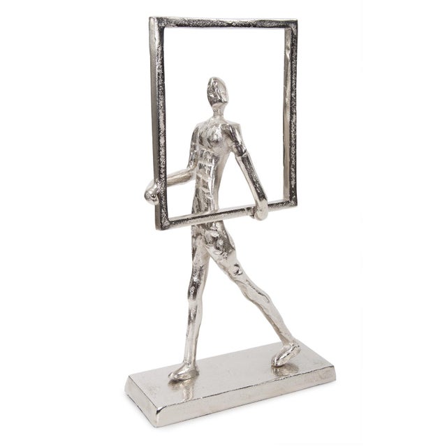 2020s Rough Nickle Man w/Square Frame Sculpture For Sale - Image 5 of 8