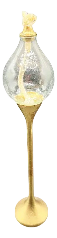 1970s Post Modern German Brass "Clear Drops" Oil Lamp Candlestick by Freddie Andersen