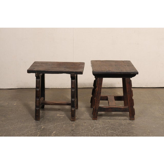 1800s Italian Trestle Leg Wood Side Tables - A Pair For Sale - Image 4 of 11