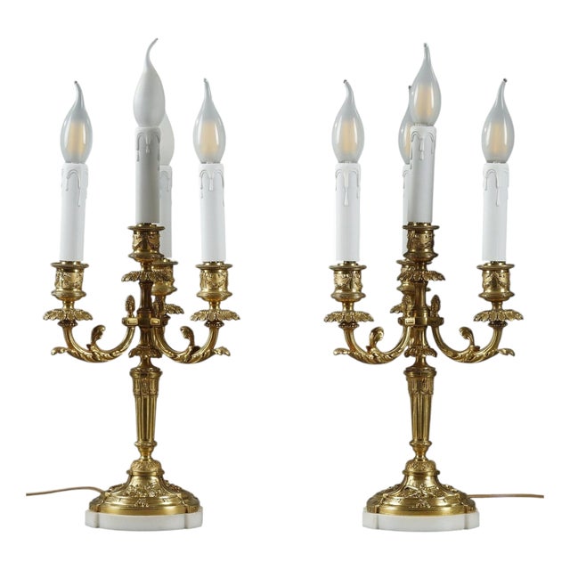 Louis XVI Candelabra in Gilt Bronze, 1900s, Set of 2 For Sale