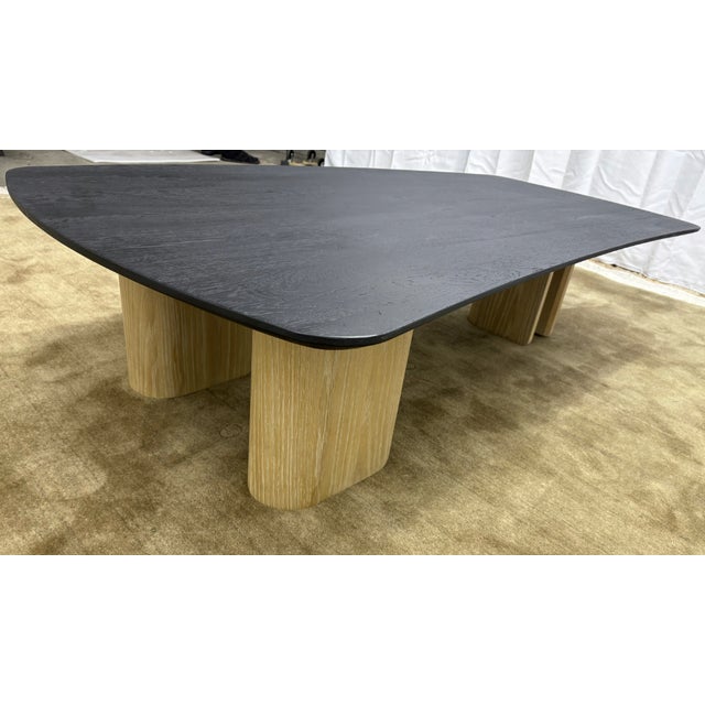 Arhaus Arhaus Sculptural Two-Tone Coffee Table Organic Modern | Matte Black Top With Blonde Wood Legs For Sale - Image 4 of 18