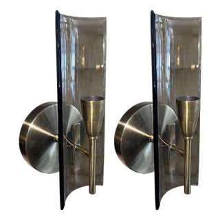 Pair of Cristal Arte Smoky Glass Italian Sconces 1960s For Sale