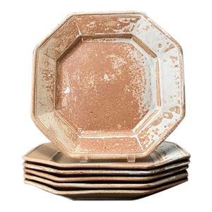Vintage Original Studio Pottery Octagon Dinner Plates - Set of 6