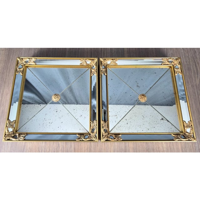1990s Two LaBarge Venetian Style Square Gold Gilt Wall Mirrors For Sale - Image 5 of 14