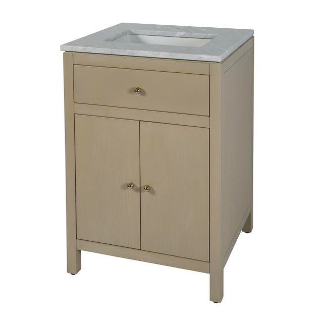 Modern Nora 24 in. W Rectangular Wood & Marble Bathroom Vanity with Storage, Antique Taupe For Sale - Image 3 of 11