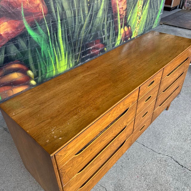 Brown Unique Mid Century Modern Wood Dresser For Sale - Image 8 of 12