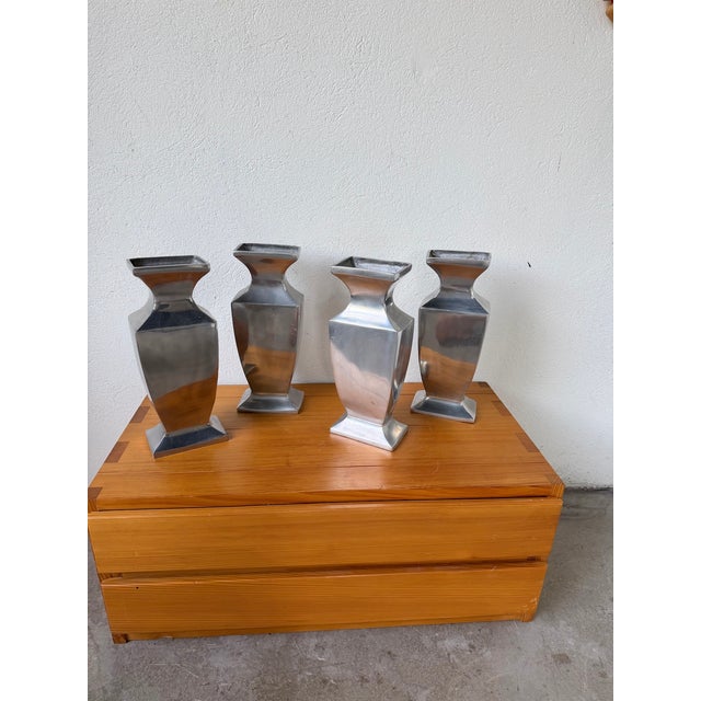 1970s Vintage Vases in Aluminum, 1970s, Set of 4 For Sale - Image 5 of 18