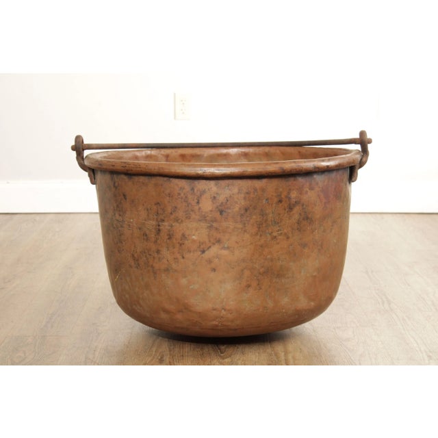 Antique Hammered Copper Pot with Iron Handle For Sale - Image 10 of 12