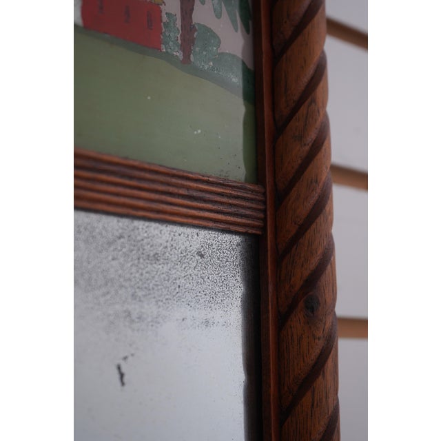Antique 19th Century Reverse Painted Mahogany Wall Mirror For Sale - Image 4 of 10