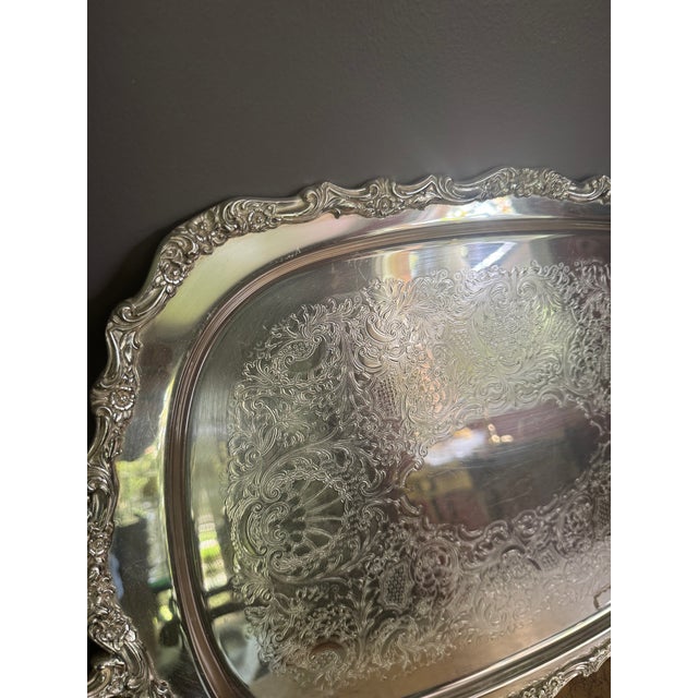 International Silver Vintage Silver-Plated Butler Tray in the "Countess" Pattern by the International Silver Company For Sale - Image 4 of 18