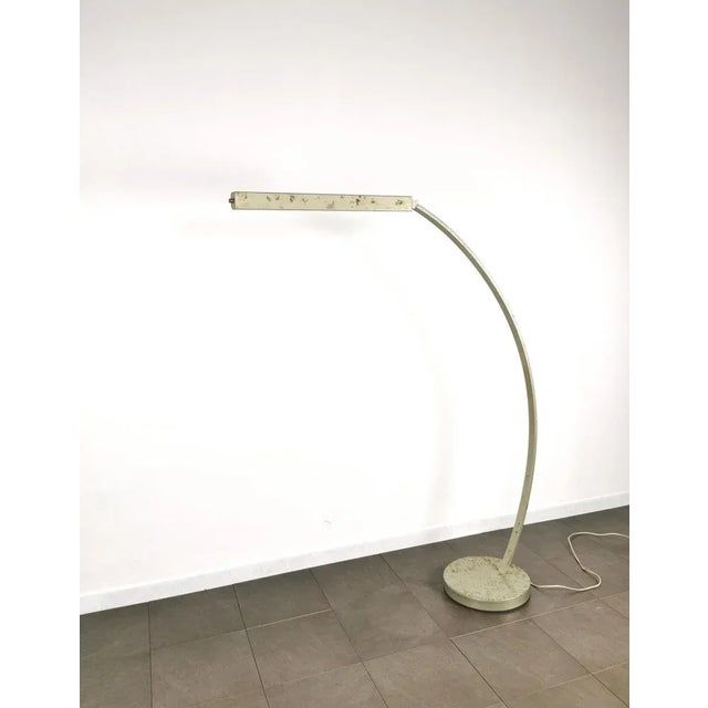 Vintage Italian Gray Enameled Metal Ground Lamp Years, 1960s For Sale - Image 6 of 13
