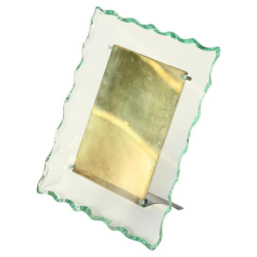 Large Nile Green Chiseled Crystal and Brass Photo Frame from Fontana Arte, Italy, 1940s For Sale - Image 15 of 15