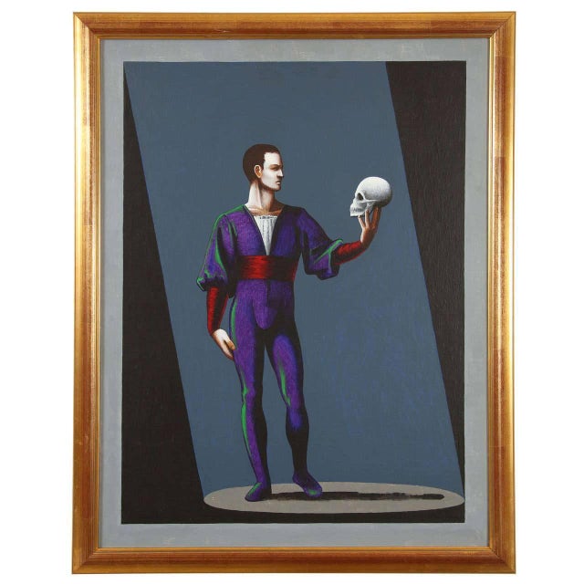 Late 20th Century "Hamlet: A Preliminary Study" Figurative Acrylic Painting by Lynn Curlee, Framed For Sale - Image 9 of 9