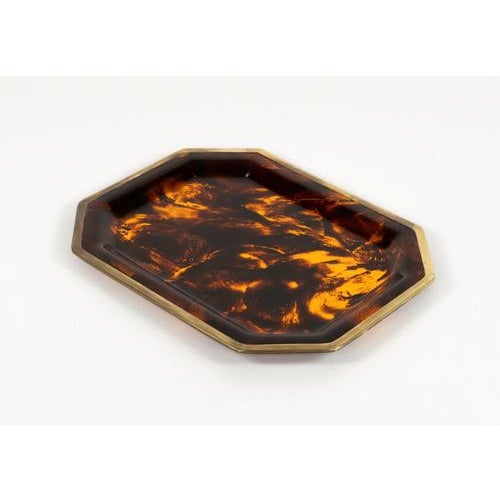 Serving Tray in Faux Tortoiseshell and Brass from Christian Dior, 1970s For Sale - Image 9 of 11
