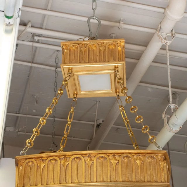 Wood Two-Tier Giltwood Pendant by Carlos Villegas For Sale - Image 7 of 10
