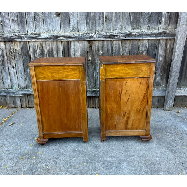 Wood Vintage Art Deco Bedside Tables, a Pair For Sale - Image 7 of 12