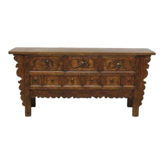 Country Altar Console Table W 9 Drawers For Sale