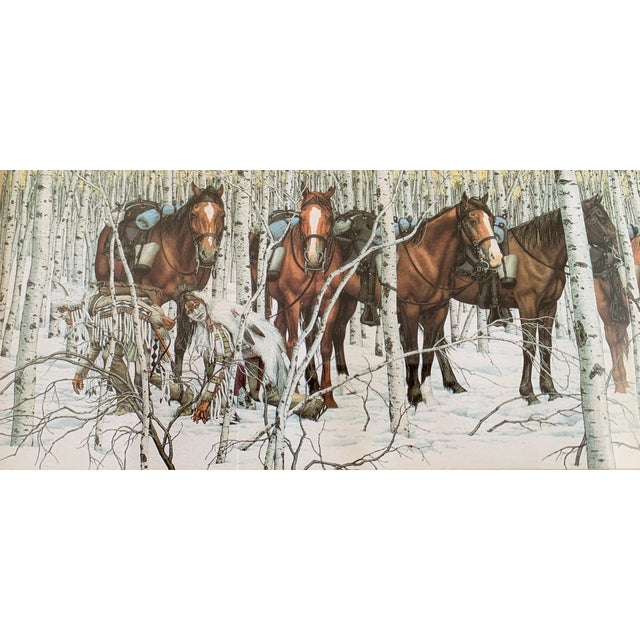American 1985 Bev Doolittle "Two Indian Horses" Matted Framed Print For Sale - Image 3 of 10
