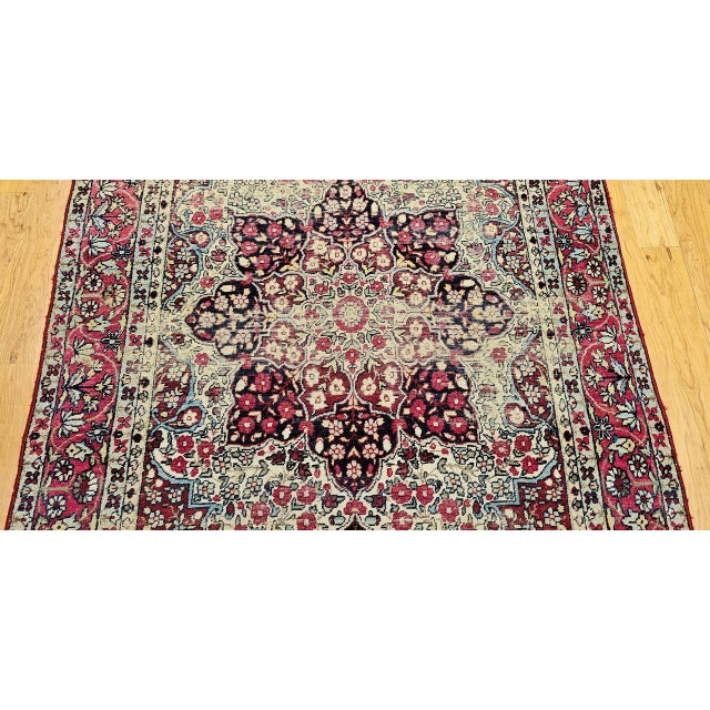 19th Century Persian Kerman Lavar Rug, Hand-Knotted Wool, Floral Patter, Red & Ivory, 5x7 For Sale - Image 12 of 18