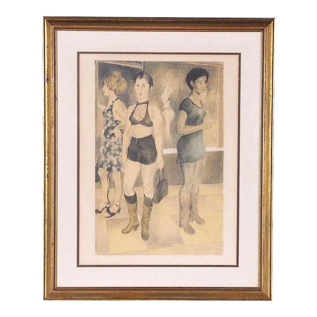 Vintage Ltd. Ed.Raphael Soyer Lithograph "Eighth Avenue" - Pencil Signed & Numbered-Framed For Sale