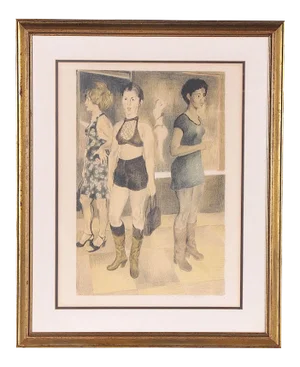 Vintage Ltd. Ed.Raphael Soyer Lithograph "Eighth Avenue" - Pencil Signed & Numbered-Framed