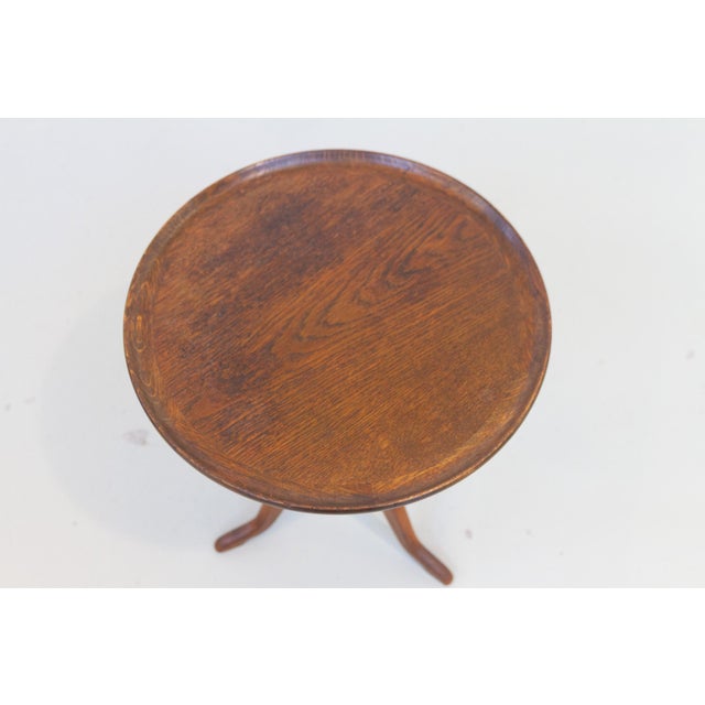 Danish Round Tripod Side Table in Stained Oak by Anton Kildeberg, 1960s For Sale - Image 9 of 18