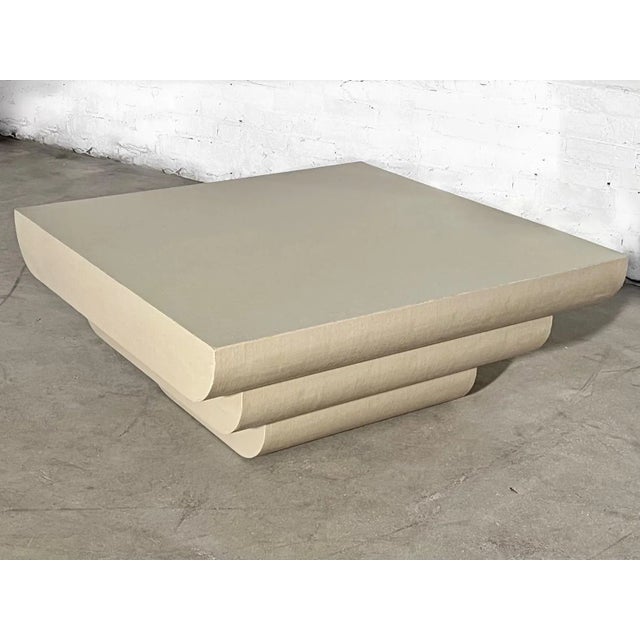 Karl Springer Grasscloth Tiered Coffee Table, 1970 For Sale - Image 4 of 7