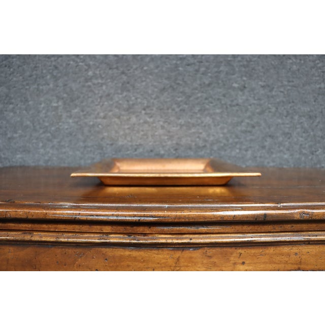 Traditional Hammered Copper Square Tray With Wide Gallery Rim For Sale - Image 3 of 10