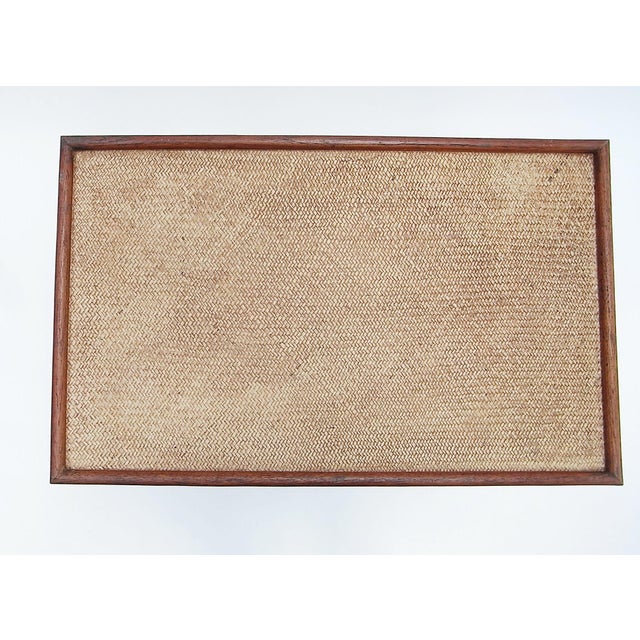 1980s Tray Foldable Side Table in Teak and Rattan Weave, Indonesia, 1980s For Sale - Image 5 of 11