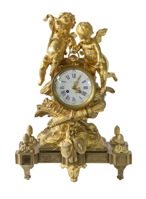 Antique 19th Century French Gilded Bronze Mantel Clock