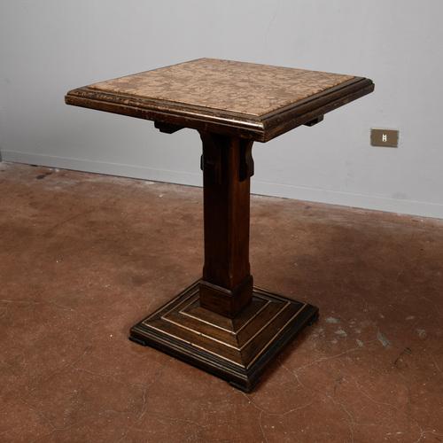Metal Square Coffee Table with Marble Top and Copper Footrest For Sale - Image 7 of 9