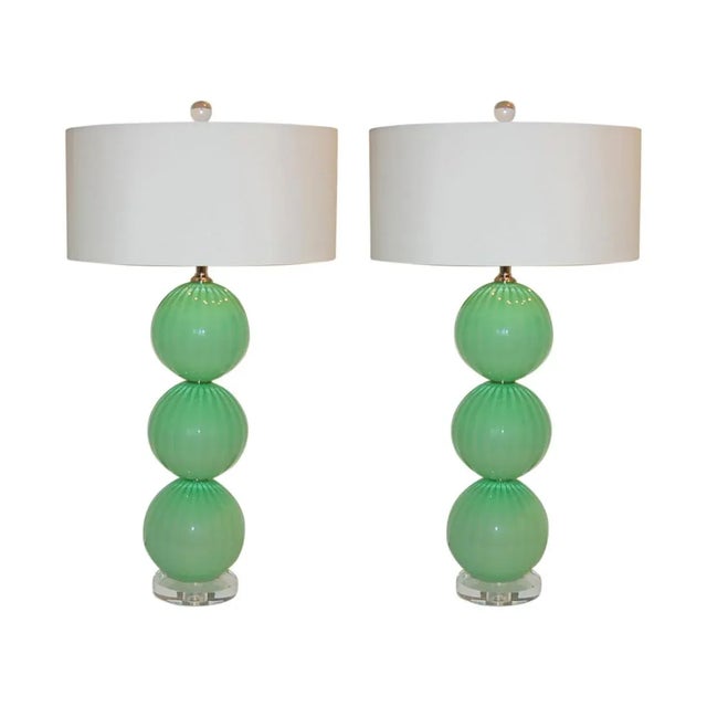 Joe Cariati Green Hand Blown Lamps For Sale - Image 10 of 11