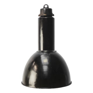Vintage Industrial Black Enamel Pendant Lights, 1920s For Sale
