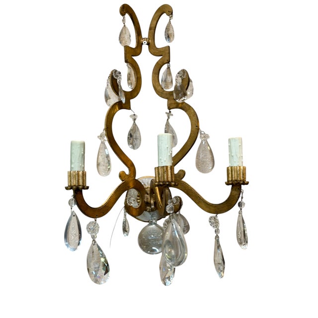 Italian 1990s Ralph Lauren Rock Crystal Italian Wall Light Sconce For Sale - Image 3 of 4