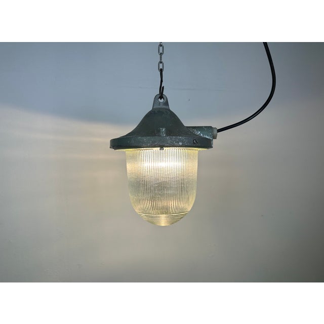 Industrial Green Bunker Ceiling Light from Polam Gdansk, 1960s For Sale - Image 14 of 15