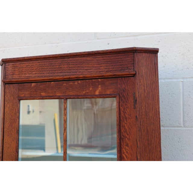 Wood Antique 1920s English Oak Corner Cabinet by Walter Skull & Son Ltd. For Sale - Image 7 of 18