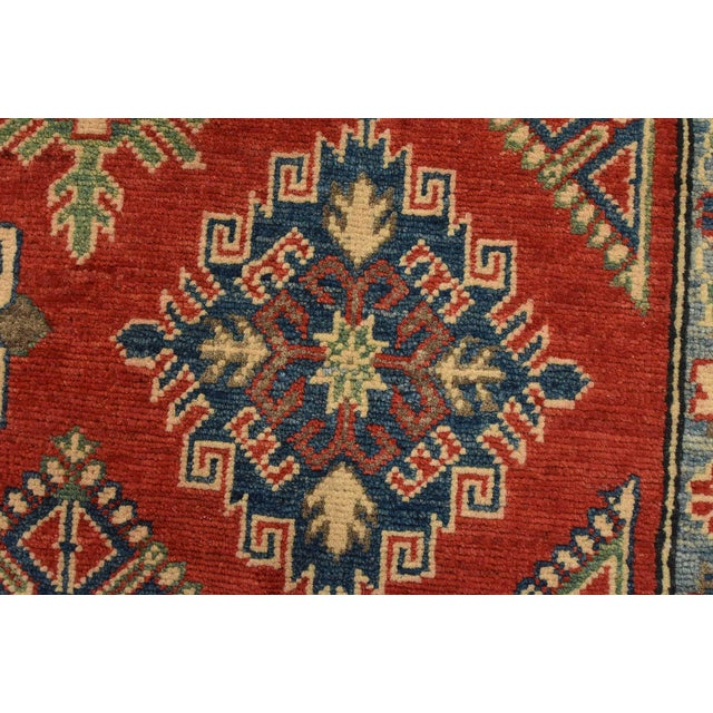 Kazak Rug 9’2” X 11’9” Red Wool Tribal Hand-Knotted Oriental Carpet For Sale - Image 4 of 15