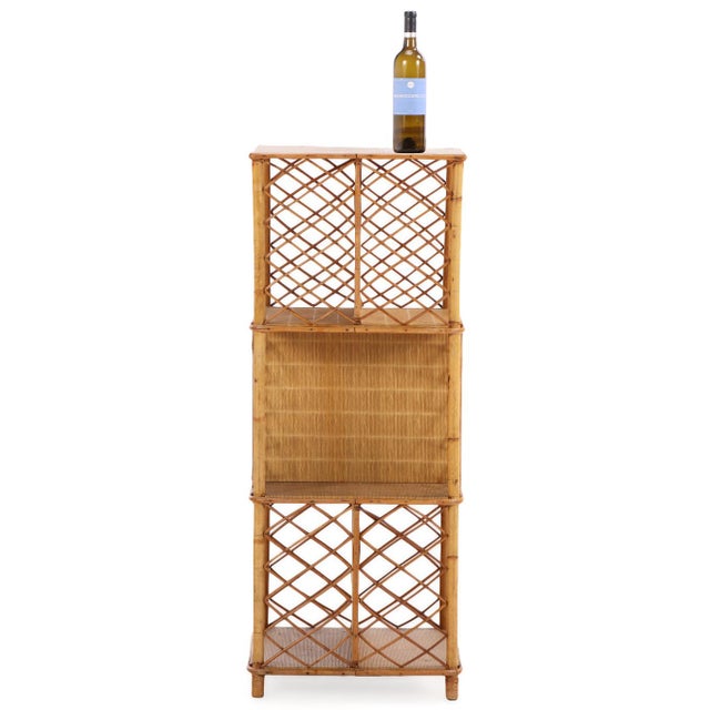 French French Rattan Open Square Bookshelf, C. 1950. For Sale - Image 3 of 4
