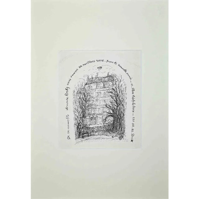 Marie Magdaleine De Rasky, Raskys House in Paris, Original Lithograph, 1974 For Sale - Image 3 of 3