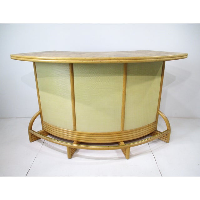 Mid-Century Modern Mid Century Tiki Bamboo Bar With 4 Stools For Sale - Image 3 of 13