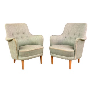Pair of Carl Malmsten "Samsås" Armchairs, Sweden, Circa 1960 For Sale