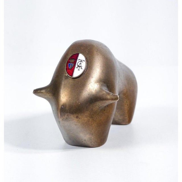 Bronze bull with enamelled act crest - associazione calcio torino. Turin, 1970s origin turin period 1970s brand...