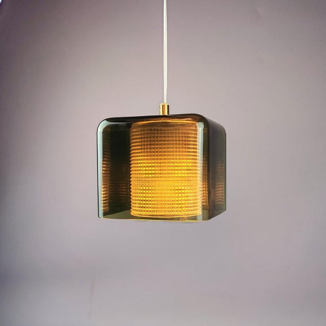 Mid-Century Green Glass Ceiling Lamp by Carl Fagerlund for Orrefors, 1960s For Sale - Image 15 of 16