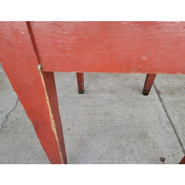 Primitive Farmhouse Style Barn Red Tavern / Work Table For Sale - Image 11 of 12