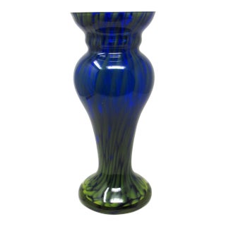 Cobalt & Yellow Glass Vase by Krosno For Sale