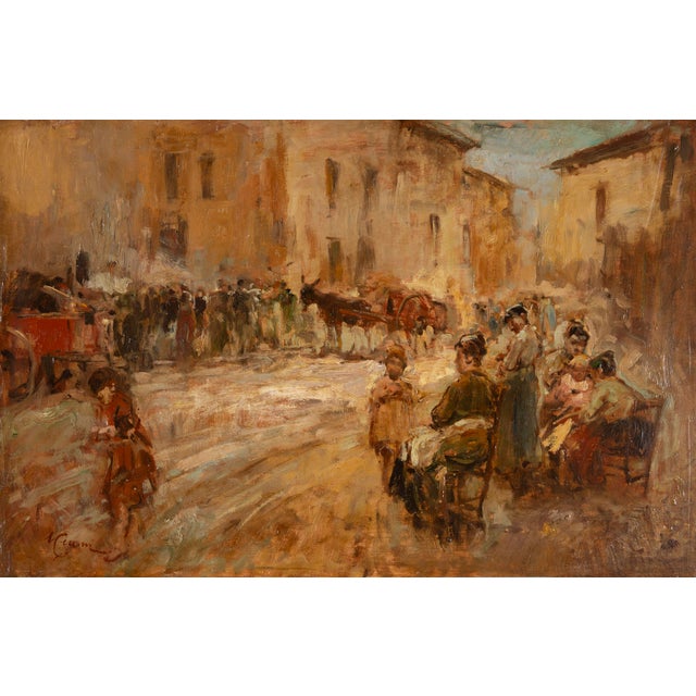 Cesare Ciani, Village Market Scene, Oil Painting For Sale - Image 17 of 17