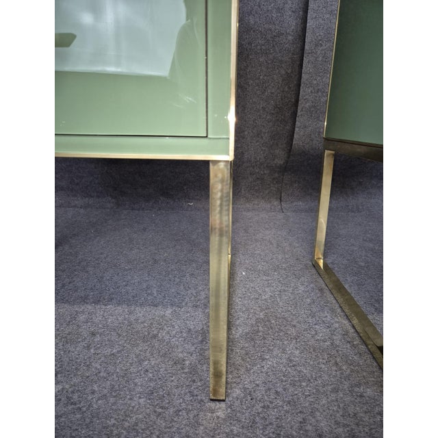 Not Yet Made - Made To Order Pair of Green Glass Bedside Tables Made in Italy For Sale - Image 5 of 10