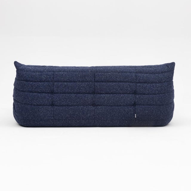 Togo Three-Seater Sofa in Dark Blue Boucle by Michel Ducaroy for Ligne Roset For Sale - Image 12 of 17
